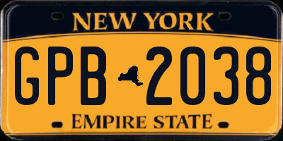 NY license plate GPB2038