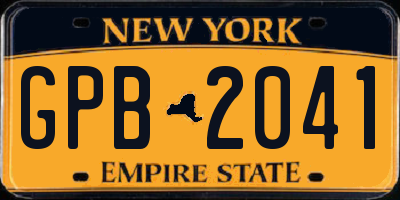 NY license plate GPB2041
