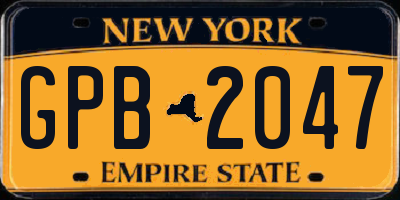 NY license plate GPB2047