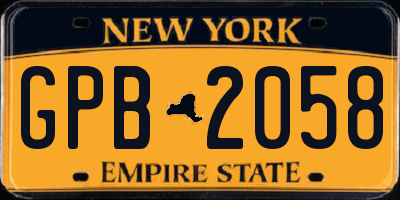 NY license plate GPB2058