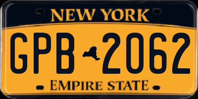 NY license plate GPB2062