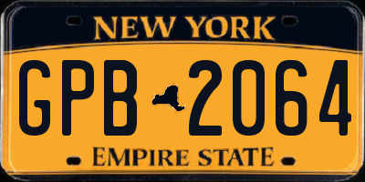 NY license plate GPB2064