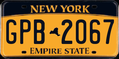 NY license plate GPB2067