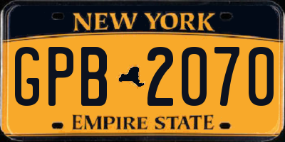 NY license plate GPB2070