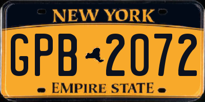 NY license plate GPB2072