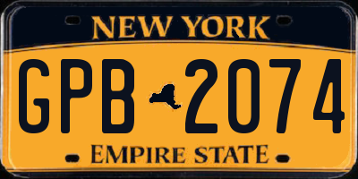 NY license plate GPB2074
