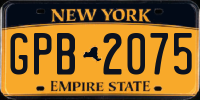 NY license plate GPB2075