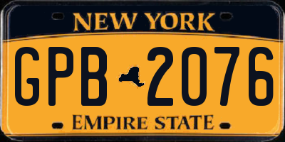 NY license plate GPB2076