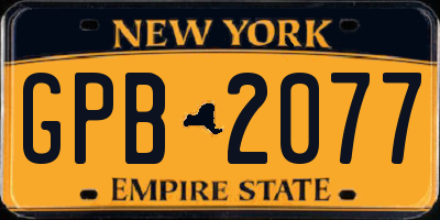 NY license plate GPB2077