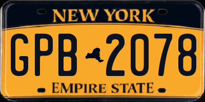 NY license plate GPB2078