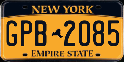 NY license plate GPB2085
