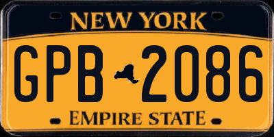 NY license plate GPB2086