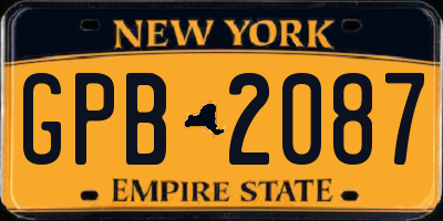 NY license plate GPB2087