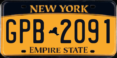 NY license plate GPB2091