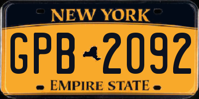 NY license plate GPB2092