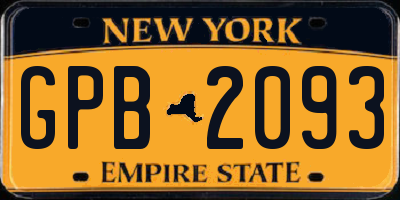 NY license plate GPB2093