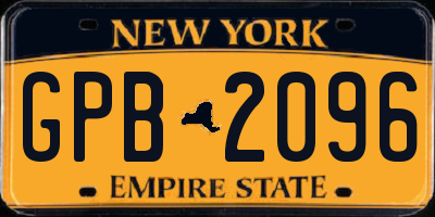 NY license plate GPB2096