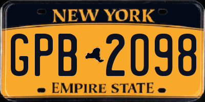 NY license plate GPB2098