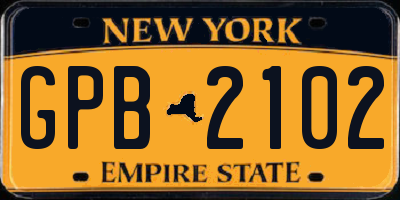 NY license plate GPB2102