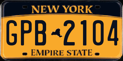 NY license plate GPB2104