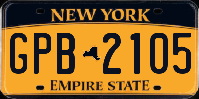 NY license plate GPB2105