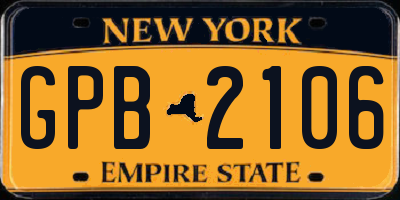 NY license plate GPB2106