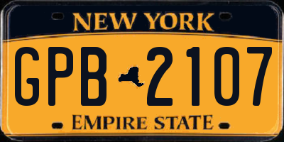 NY license plate GPB2107