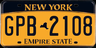 NY license plate GPB2108
