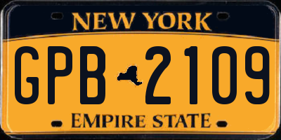 NY license plate GPB2109