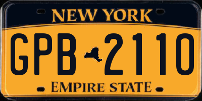 NY license plate GPB2110