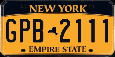 NY license plate GPB2111