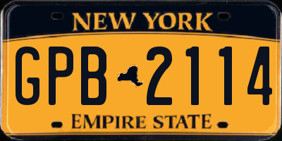 NY license plate GPB2114
