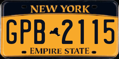 NY license plate GPB2115