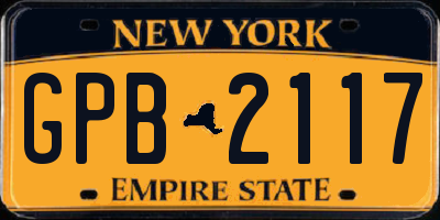 NY license plate GPB2117