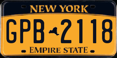 NY license plate GPB2118