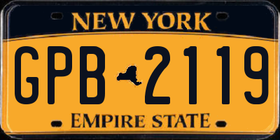 NY license plate GPB2119