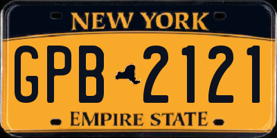 NY license plate GPB2121