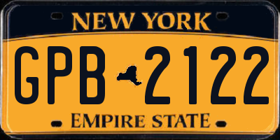 NY license plate GPB2122