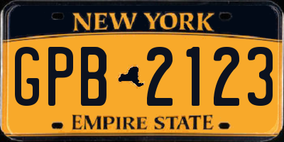 NY license plate GPB2123