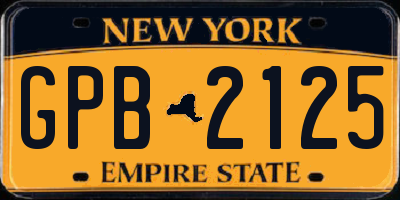 NY license plate GPB2125