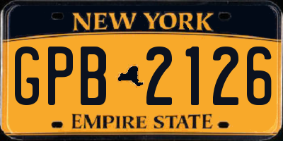 NY license plate GPB2126