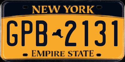 NY license plate GPB2131