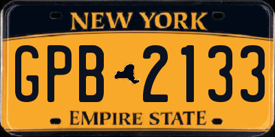 NY license plate GPB2133