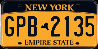 NY license plate GPB2135