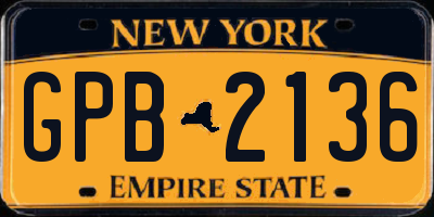 NY license plate GPB2136