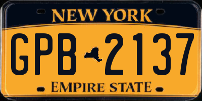NY license plate GPB2137