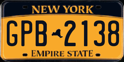 NY license plate GPB2138