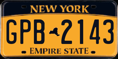 NY license plate GPB2143