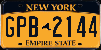 NY license plate GPB2144