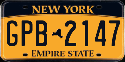 NY license plate GPB2147